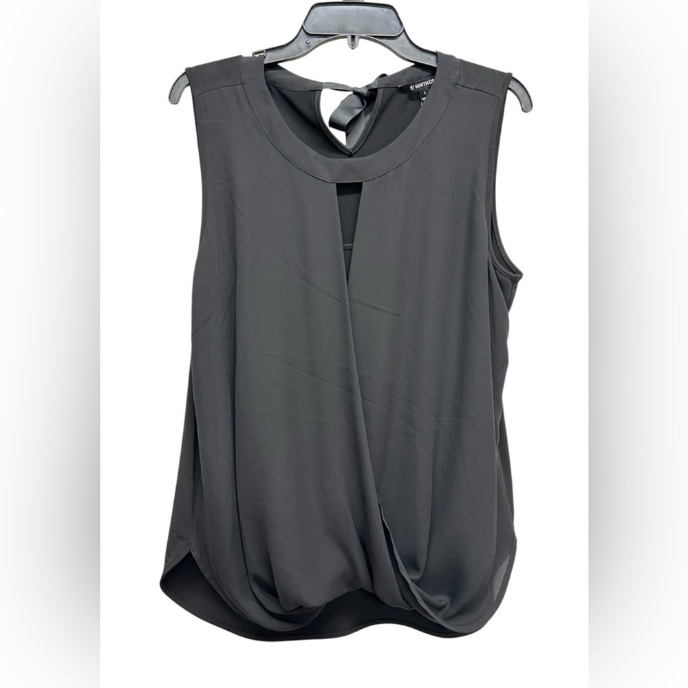 41 Hawthorn Black Drape Front Tank Blouse Tie Back Size Large